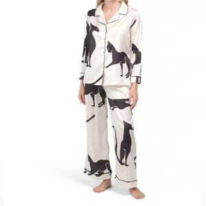 DALIA MACPHEE Sphinx Long Pajama Set, Ivory, Large NWT